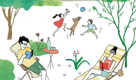 Grafik Entspannung im Garten